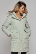 Купить Зимняя женская куртка молодежная с капюшоном светло-зеленого цвета 586832ZS, фото 10