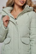 Купить Зимняя женская куртка молодежная с капюшоном светло-зеленого цвета 586832ZS, фото 15