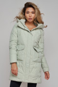 Купить Зимняя женская куртка молодежная с капюшоном светло-зеленого цвета 586832ZS, фото 21