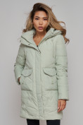 Купить Зимняя женская куртка молодежная с капюшоном светло-зеленого цвета 586832ZS, фото 9