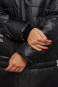 Купить Пальто утепленное молодежное зимнее женское черного цвета 5873Ch, фото 14