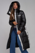 Купить Пальто утепленное молодежное зимнее женское черного цвета 5873Ch, фото 18