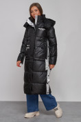 Купить Пальто утепленное молодежное зимнее женское черного цвета 5873Ch, фото 2