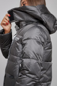 Купить Пальто утепленное молодежное зимнее женское темно-серого цвета 5873TC, фото 15