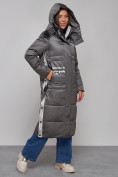 Купить Пальто утепленное молодежное зимнее женское темно-серого цвета 5873TC, фото 7