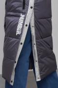 Купить Пальто утепленное молодежное зимнее женское темно-фиолетового цвета 5873TF, фото 15