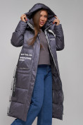 Купить Пальто утепленное молодежное зимнее женское темно-фиолетового цвета 5873TF, фото 18