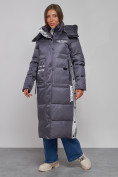 Купить Пальто утепленное молодежное зимнее женское темно-фиолетового цвета 5873TF, фото 2