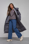Купить Пальто утепленное молодежное зимнее женское темно-фиолетового цвета 5873TF, фото 21