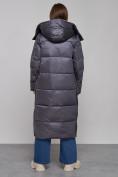 Купить Пальто утепленное молодежное зимнее женское темно-фиолетового цвета 5873TF, фото 4