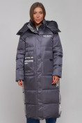 Купить Пальто утепленное молодежное зимнее женское темно-фиолетового цвета 5873TF, фото 5