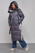 Купить Пальто утепленное молодежное зимнее женское темно-фиолетового цвета 5873TF, фото 7