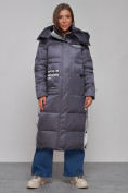 Купить Пальто утепленное молодежное зимнее женское темно-фиолетового цвета 5873TF, фото 8