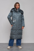Купить Пальто утепленное молодежное зимнее женское темно-зеленого цвета 5873TZ