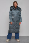 Купить Пальто утепленное молодежное зимнее женское темно-зеленого цвета 5873TZ, фото 10