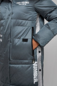 Купить Пальто утепленное молодежное зимнее женское темно-зеленого цвета 5873TZ, фото 11