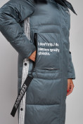 Купить Пальто утепленное молодежное зимнее женское темно-зеленого цвета 5873TZ, фото 12