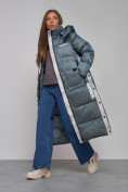 Купить Пальто утепленное молодежное зимнее женское темно-зеленого цвета 5873TZ, фото 19