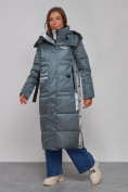 Купить Пальто утепленное молодежное зимнее женское темно-зеленого цвета 5873TZ, фото 2