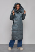 Купить Пальто утепленное молодежное зимнее женское темно-зеленого цвета 5873TZ, фото 5