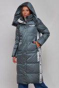 Купить Пальто утепленное молодежное зимнее женское темно-зеленого цвета 5873TZ, фото 6