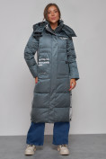 Купить Пальто утепленное молодежное зимнее женское темно-зеленого цвета 5873TZ, фото 7