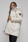 Купить Зимняя женская куртка молодежная с капюшоном бежевого цвета 589003B, фото 14