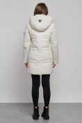 Купить Зимняя женская куртка молодежная с капюшоном бежевого цвета 589003B, фото 4