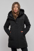 Купить Зимняя женская куртка молодежная с капюшоном черного цвета 589003Ch, фото 11