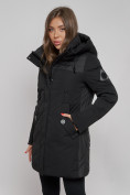 Купить Зимняя женская куртка молодежная с капюшоном черного цвета 589003Ch, фото 13