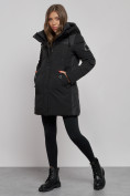 Купить Зимняя женская куртка молодежная с капюшоном черного цвета 589003Ch, фото 2