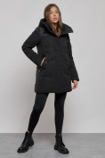 Купить Зимняя женская куртка молодежная с капюшоном черного цвета 589003Ch, фото 3