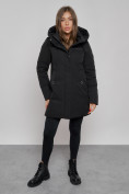 Купить Зимняя женская куртка молодежная с капюшоном черного цвета 589003Ch, фото 8