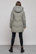 Купить Зимняя женская куртка молодежная с капюшоном цвета хаки 589003Kh, фото 4
