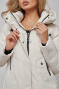 Купить Зимняя женская куртка молодежная с капюшоном бежевого цвета 589006B, фото 12