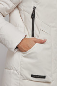 Купить Зимняя женская куртка молодежная с капюшоном бежевого цвета 589006B, фото 14