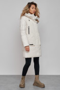 Купить Зимняя женская куртка молодежная с капюшоном бежевого цвета 589006B, фото 2