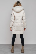 Купить Зимняя женская куртка молодежная с капюшоном бежевого цвета 589006B, фото 4