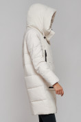 Купить Зимняя женская куртка молодежная с капюшоном бежевого цвета 589006B, фото 8