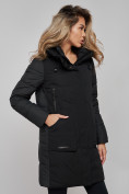 Купить Зимняя женская куртка молодежная с капюшоном черного цвета 589006Ch, фото 10
