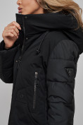 Купить Зимняя женская куртка молодежная с капюшоном черного цвета 589006Ch, фото 14