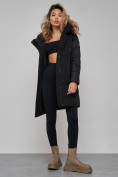 Купить Зимняя женская куртка молодежная с капюшоном черного цвета 589006Ch, фото 18
