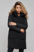 Купить Зимняя женская куртка молодежная с капюшоном черного цвета 589006Ch, фото 21