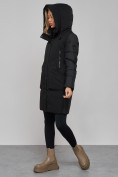 Купить Зимняя женская куртка молодежная с капюшоном черного цвета 589006Ch, фото 7