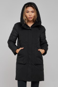 Купить Зимняя женская куртка молодежная с капюшоном черного цвета 589006Ch, фото 8