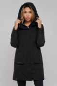 Купить Зимняя женская куртка молодежная с капюшоном черного цвета 589006Ch, фото 9