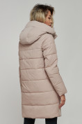 Купить Зимняя женская куртка молодежная с капюшоном коричневого цвета 589006K, фото 9
