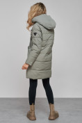 Купить Зимняя женская куртка молодежная с капюшоном цвета хаки 589006Kh, фото 21