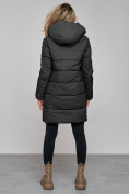 Купить Зимняя женская куртка молодежная с капюшоном темно-серого цвета 589006TC, фото 4