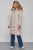 Купить Пальто утепленное молодежное зимнее женское бежевого цвета 589098B, фото 2